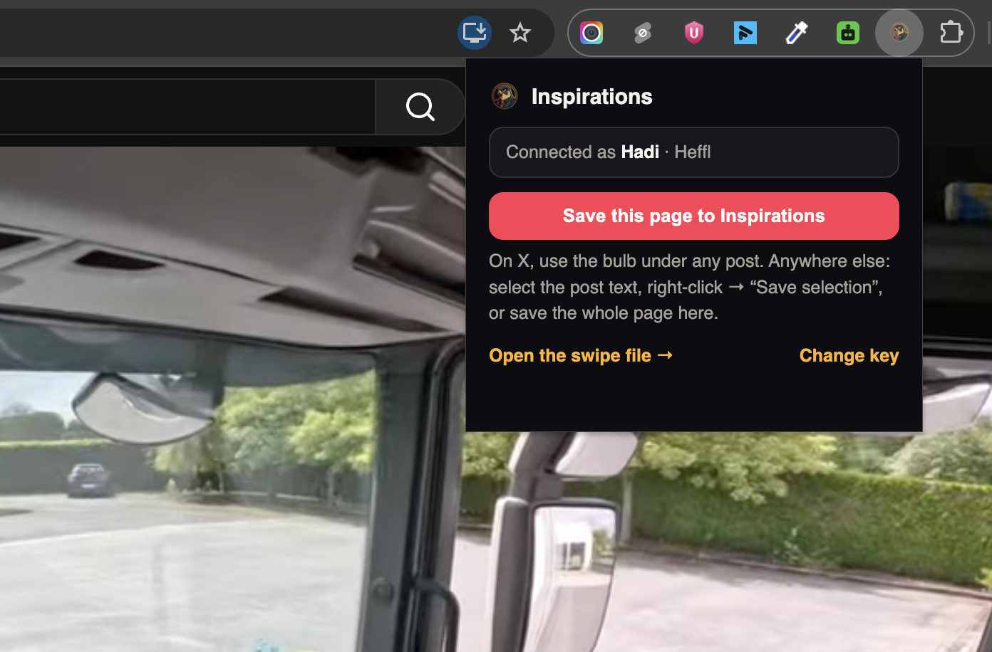 The extension popup saving a YouTube video