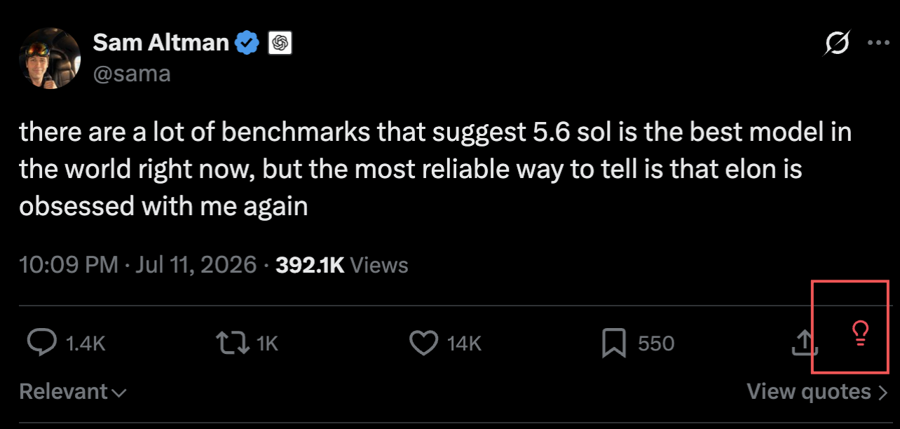 The save bulb the extension adds under every post on X